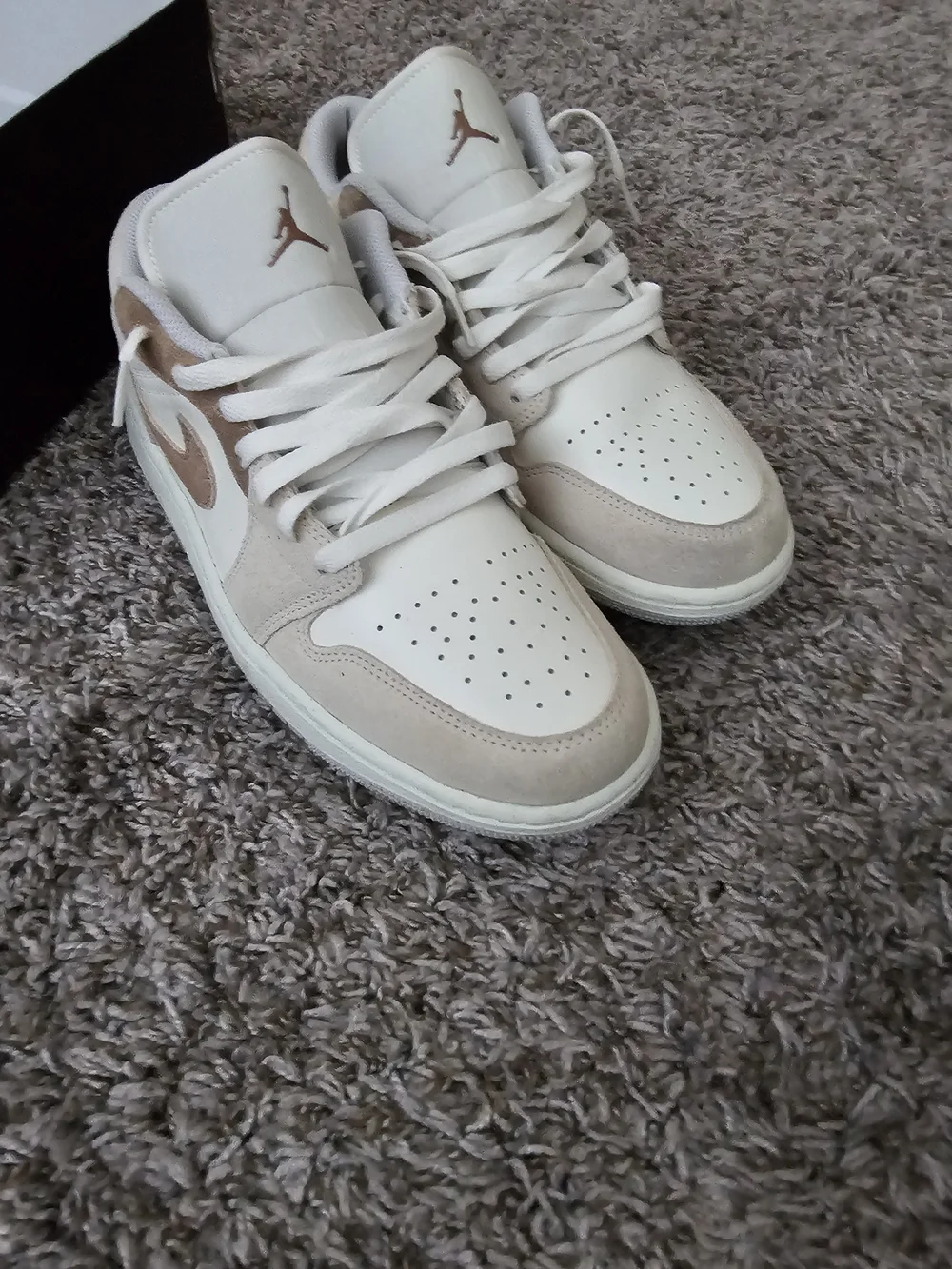 Air Jordan 1 Low SE Beige & White Sneakers